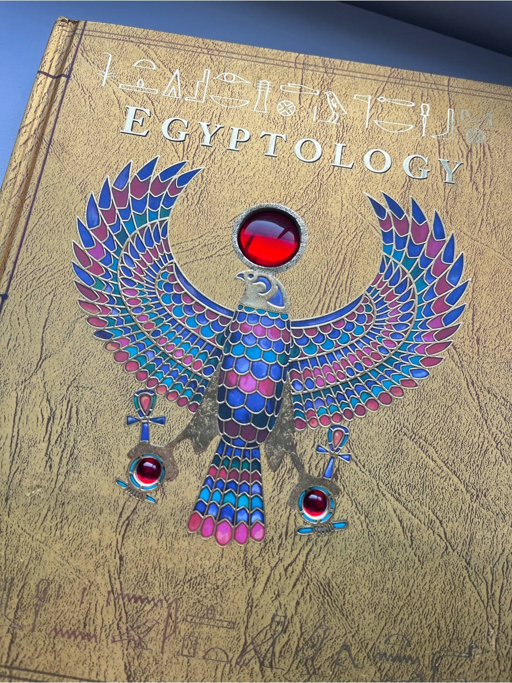Egyptology Decorative Book Winged Falcon search of Osiris ra underworld pyramid